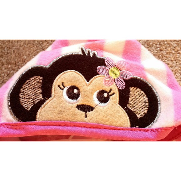 NWT Girl's Size 6-9 M Months 2P Mon Petit Pink Fleece Monkey Jacket & Pants Set - Picture 5 of 6